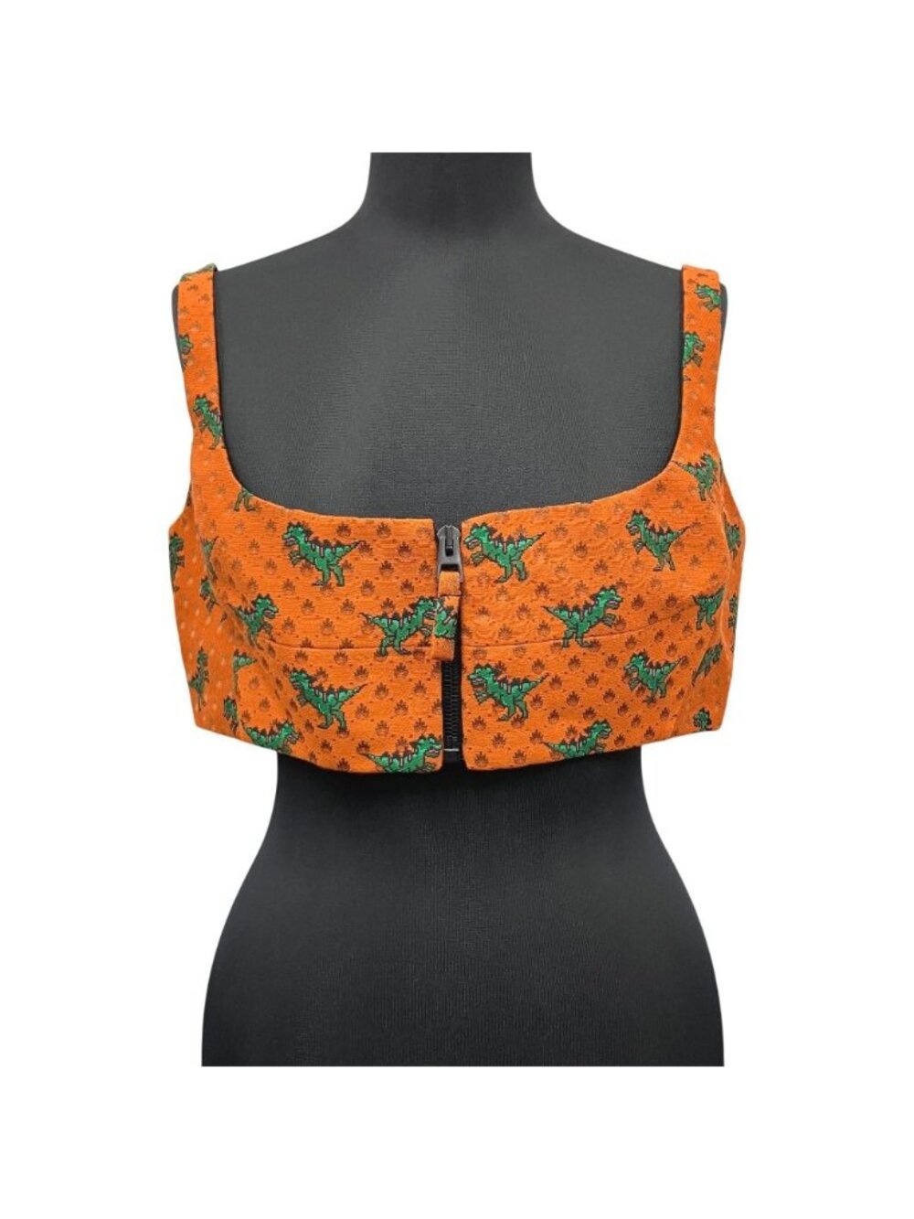 Dior Dinosaur Bustier Sleeveless Top Tank Top All Over Print Orange 38